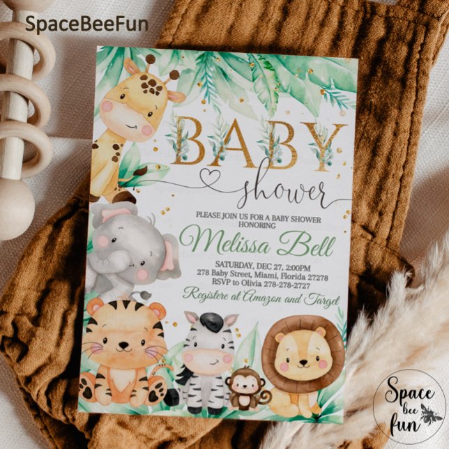 Safari Baby Shower BOY Wild Jungle animals  Invitation (Creator Uploaded)