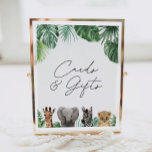 Safari Baby Shower Cards and Gifts Sign<br><div class="desc">Show friends and family where to leave their cards and gifts with this safari themed sign,  featuring watercolor animals and tropical greenery.</div>