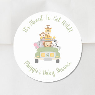 Safari Baby Shower Classic Round Sticker