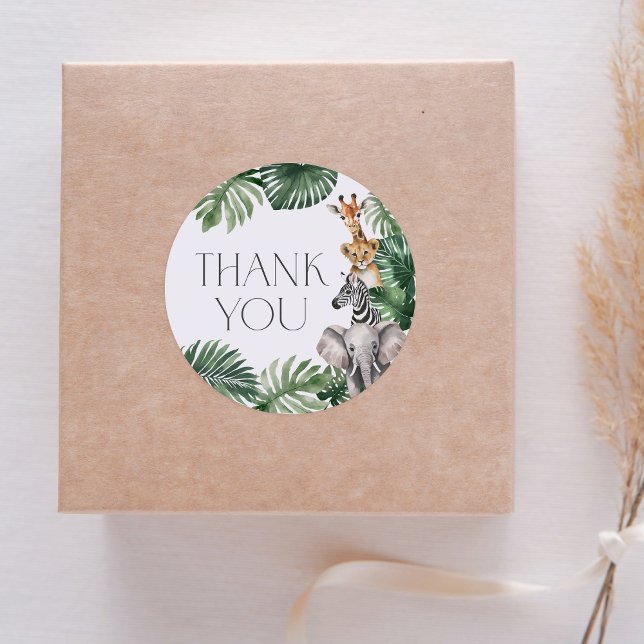 Safari Baby Shower Classic Round Sticker (Creator Uploaded)