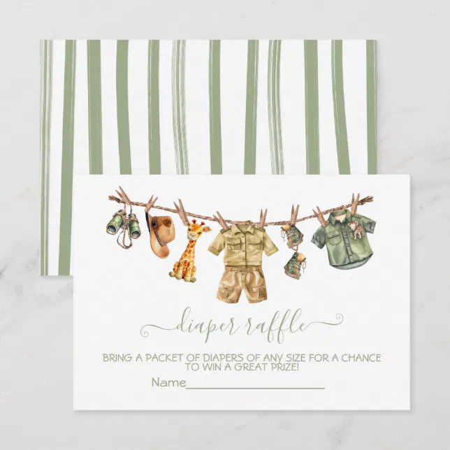 Clothes Line Raffle Safari Baby Shower Clothesline Diaper Raffle Cards | Zazzle