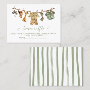 Safari Baby Shower Clothesline Diaper Raffle Cards