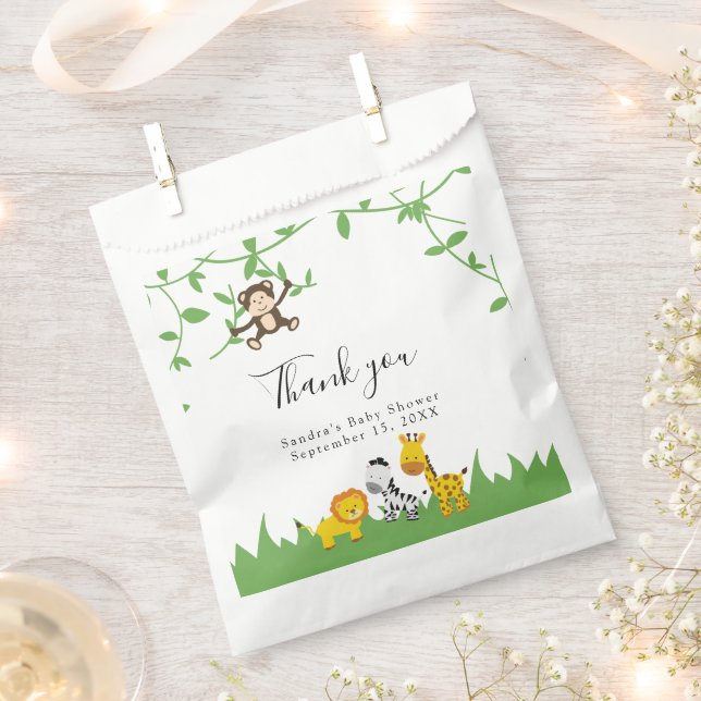 Safari Baby Shower Cute Jungle Animals Neutral  Favor Bag (Clipped)