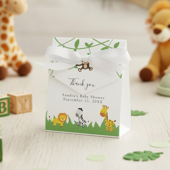 Safari Baby Shower Cute Jungle Animals Neutral Favor Boxes (Creator Uploaded)