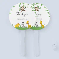 Safari Baby Shower Cute Jungle Animals Neutral Hand Fan | Zazzle