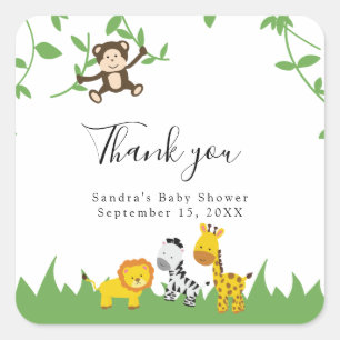 Safari Baby Shower Cute Jungle Animals Neutral Square Sticker