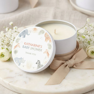 Safari Baby Shower Decor Candle Favor Wild One Mini Candle Favors