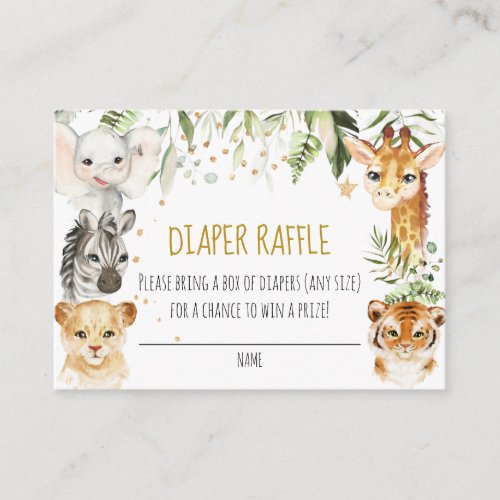 Safari Baby Shower Diaper Raffle Card