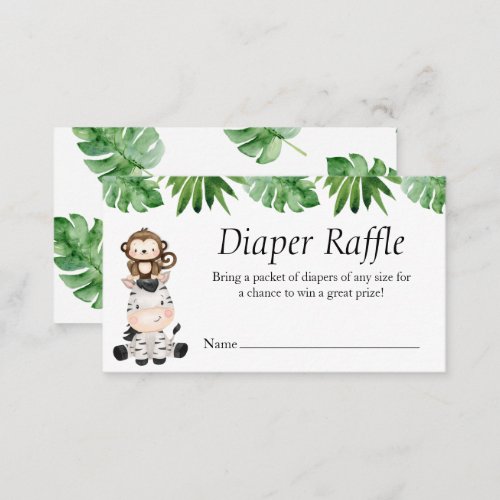 Safari Baby Shower Diaper Raffle Card