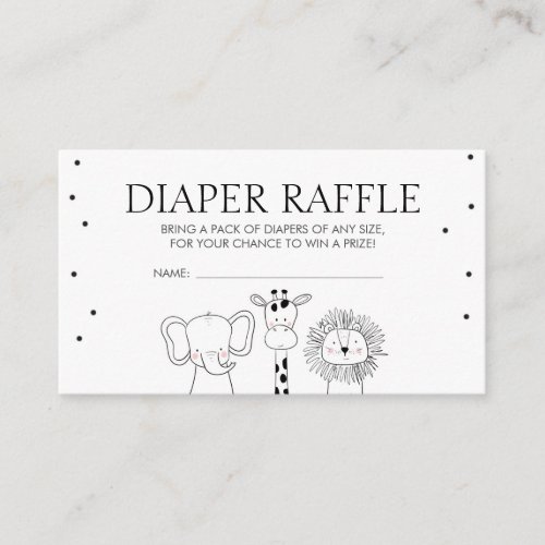Safari Baby Shower Diaper Raffle Card Jungle Zoo