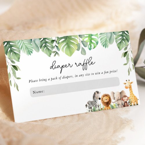 Safari Baby Shower Diaper Raffle Enclosure Card