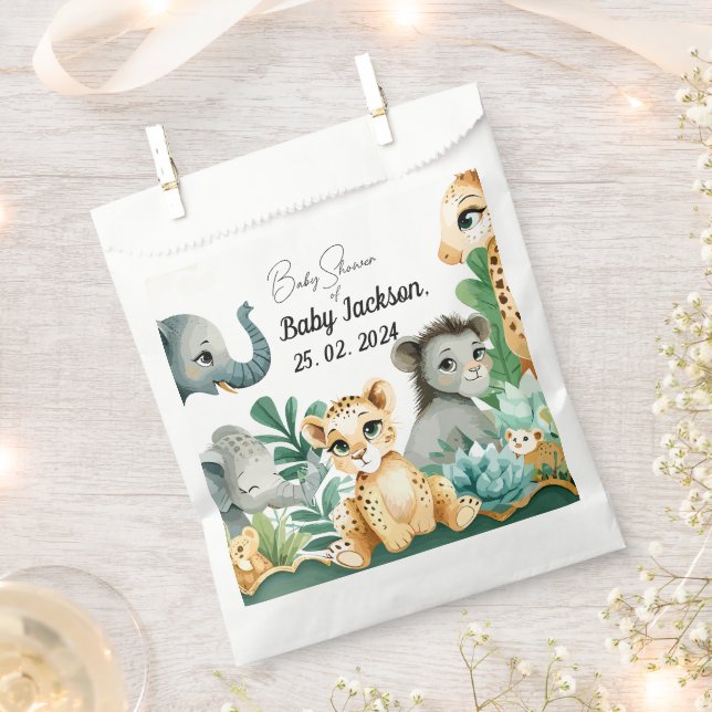 Safari Baby Shower  Favor Bag (Clipped)