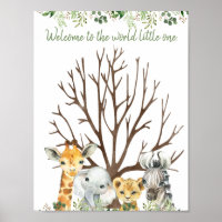 Safari Baby Shower Fingerprint Guest Book Sign