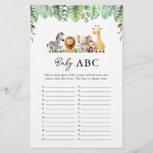 Safari Baby Shower Game - Baby ABC Flyer
