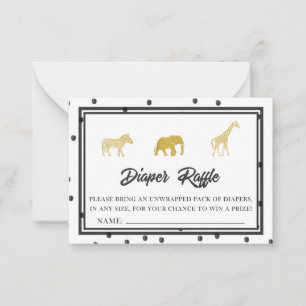 Safari Baby Shower Game Diaper Raffle Ticket Note Card