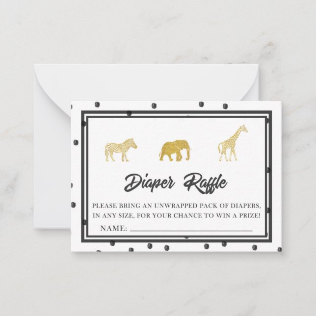 Safari Baby Shower Game Diaper Raffle Ticket Note Card (Front)