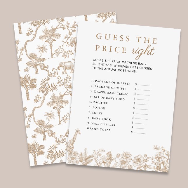 Safari Baby Shower Game Guess The Price Card (Safari Baby Shower Game Guess The Price Card)