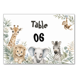 Safari Baby Shower Gender-Neutral Safari Animals Table Number