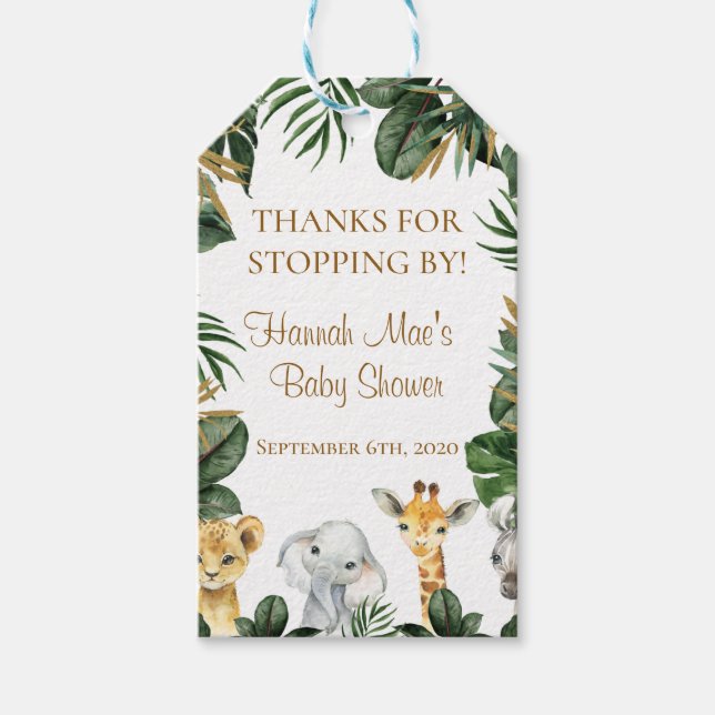 Safari Baby Shower Gift Tag (Front)
