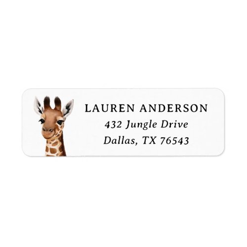 Safari Baby Shower Giraffe Return Address Label