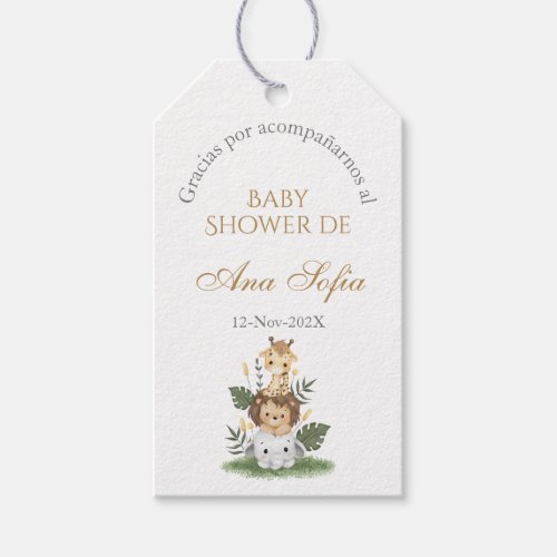 Safari Baby Shower Girl Gift Tags Spanish