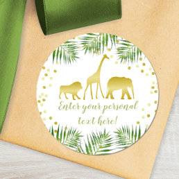 Safari Baby Shower Gold Classic Round Sticker