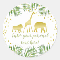 Safari Baby Shower Gold Classic Round Sticker