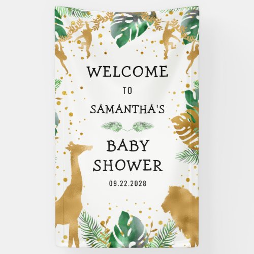 Safari Baby Shower Gold Green Welcome Banner