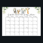 Safari Baby Shower Guess Delivery Date Calendar Poster<br><div class="desc">Safari Baby Shower Guess the Delivery Date Calendar Poster

Pink floral safari baby shower guess the delivery date calendar.  This calendar has been organized for June and July however you can alter the dates and month to meet your needs.</div>
