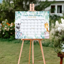 Safari Baby Shower Guess Due Date Calendar Poster