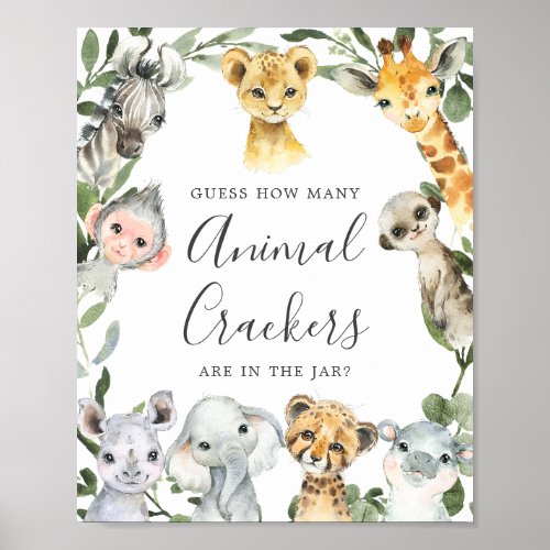 Safari Baby Shower Guess How Many Animal Crackers Poster