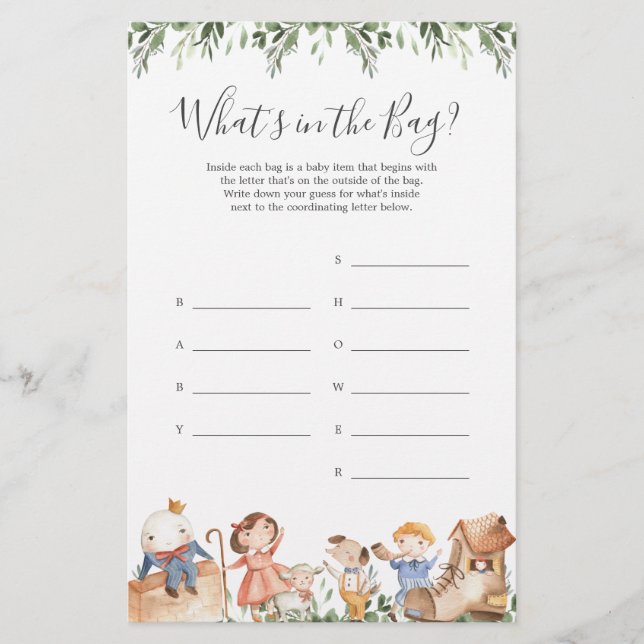 Safari Baby Shower Guess What's in the Bag Game (Front)