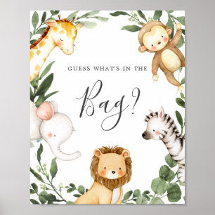 Safari Baby Shower Guess What's in the Bag Game Poster