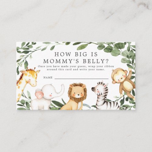 Safari Baby Shower How Big is Mommys Belly Card