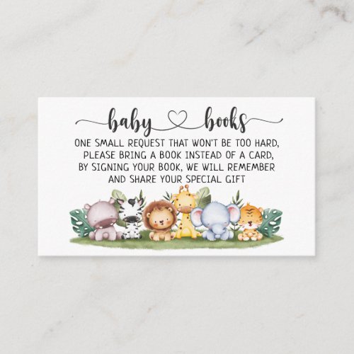 Safari Baby Shower I Birthday Book request Enclosure Card