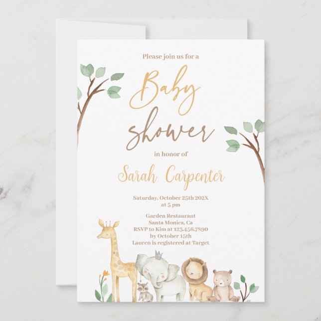 Safari Baby Shower Invitation (Front)