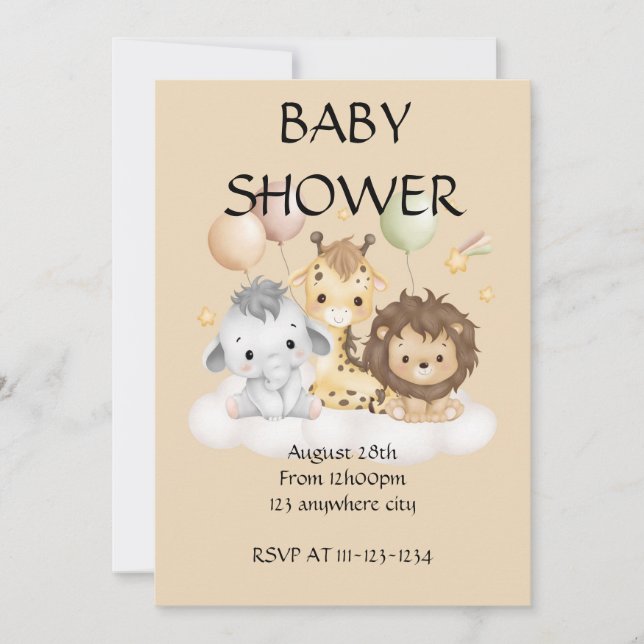 Safari baby shower invitation (Front)