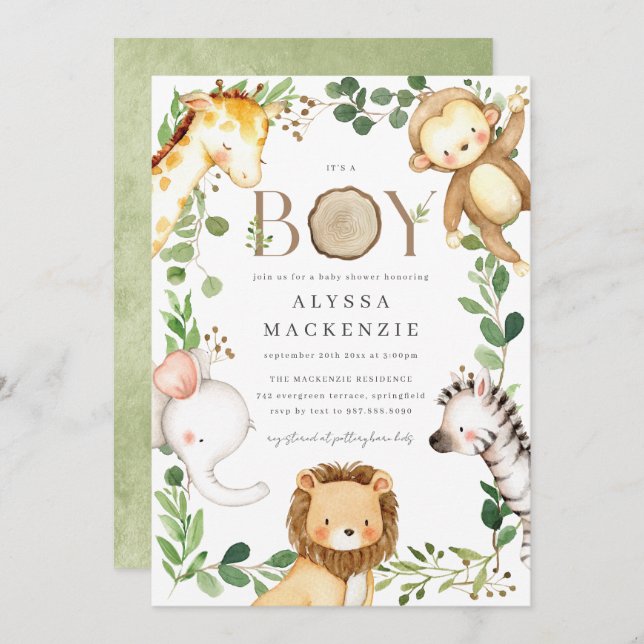 Safari Baby Shower Invitation (Front/Back)