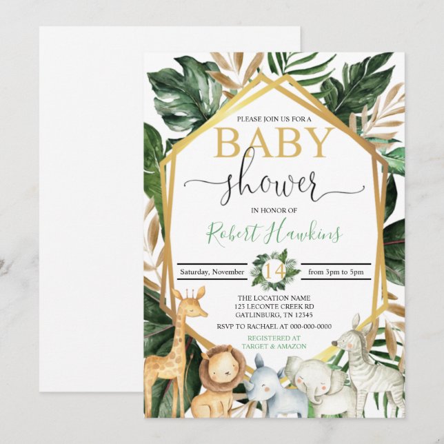 Safari Baby Shower Invitation (Front/Back)