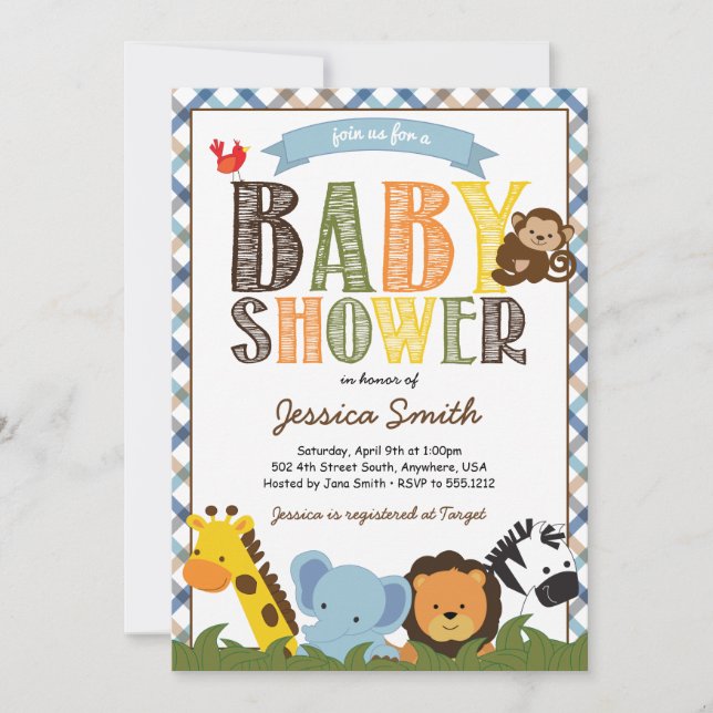 Safari Baby Shower Invitation (Front)