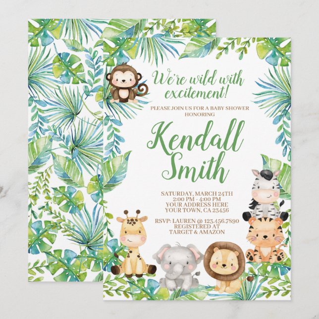 Safari Baby Shower Invitation (Front/Back)