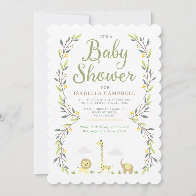 Safari Baby Shower Invitation (Front)