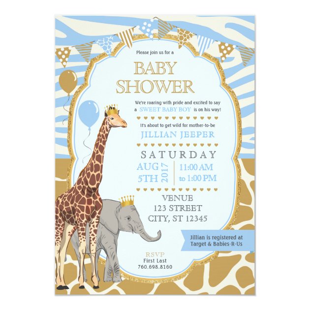 Safari Baby Shower Invitation - Blue Boy