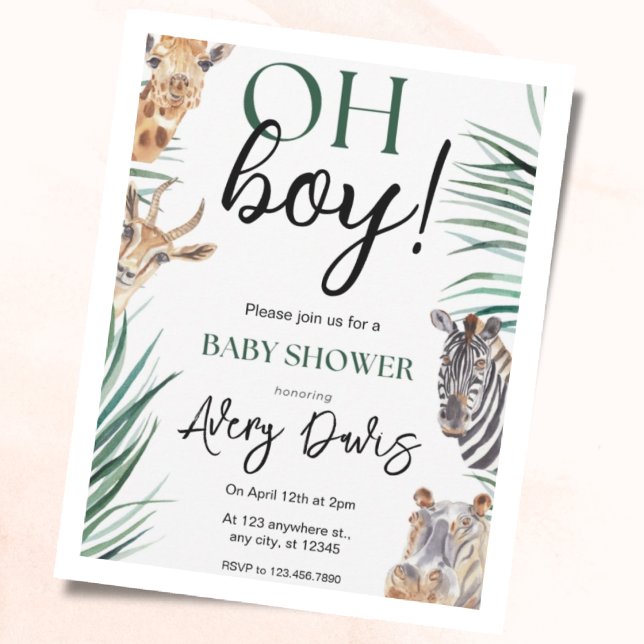 Safari Baby Shower Invitation Boy Jungle Theme (Creator Uploaded)