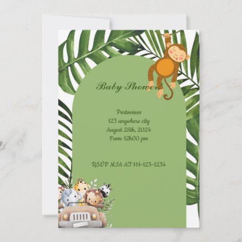 SAFARI BABY SHOWER INVITATION DOWNLOADABLE INVITATION