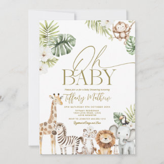 Safari Baby Shower Invitation Girl Editable