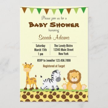 Safari Baby Shower Invitation Jungle Animal by melanileestyle at Zazzle