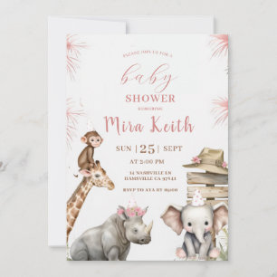 Safari Baby Shower Invitation Jungle Animal Baby