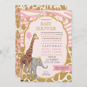 Safari Baby Shower Invitation - Pink Girl