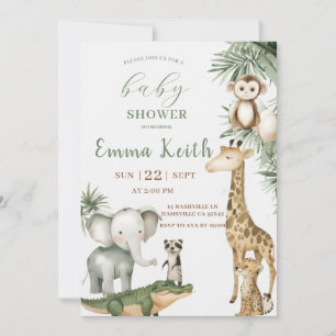 Safari Baby Shower Invitation Wild Animal Jungle